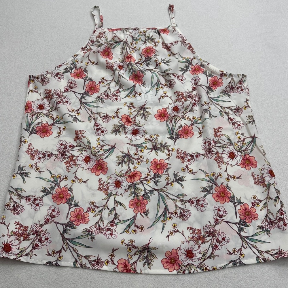 Womens XL‎ Floral High Neck Halter Top NWT PInk Summer Garden Wedding Guest Chic - Picture 4 of 8